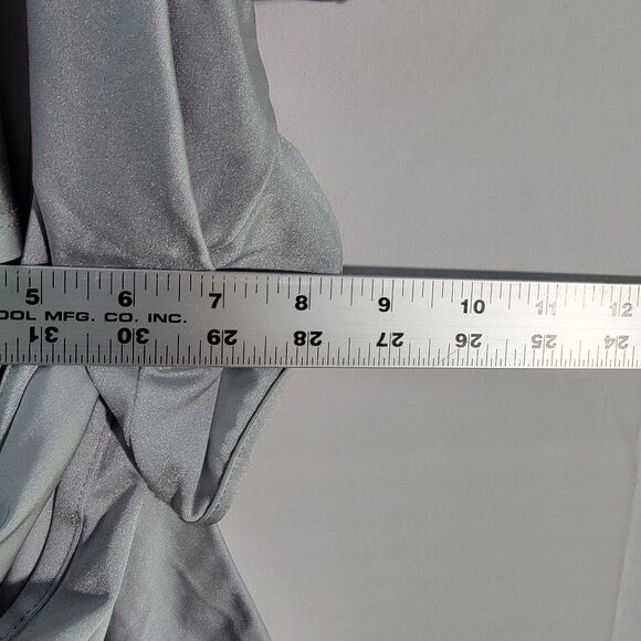 ASOS DESIGN Silver Long Sleeve Square Neck Disco Bodysuit Women's Size 6 - Picture 8 of 8